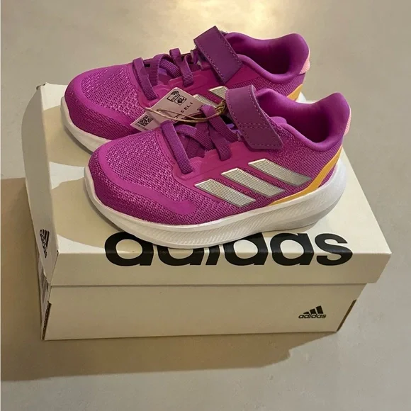 Adidas Kids' Vibrant Purple and Yellow Sneakers - Picture 2 of 4